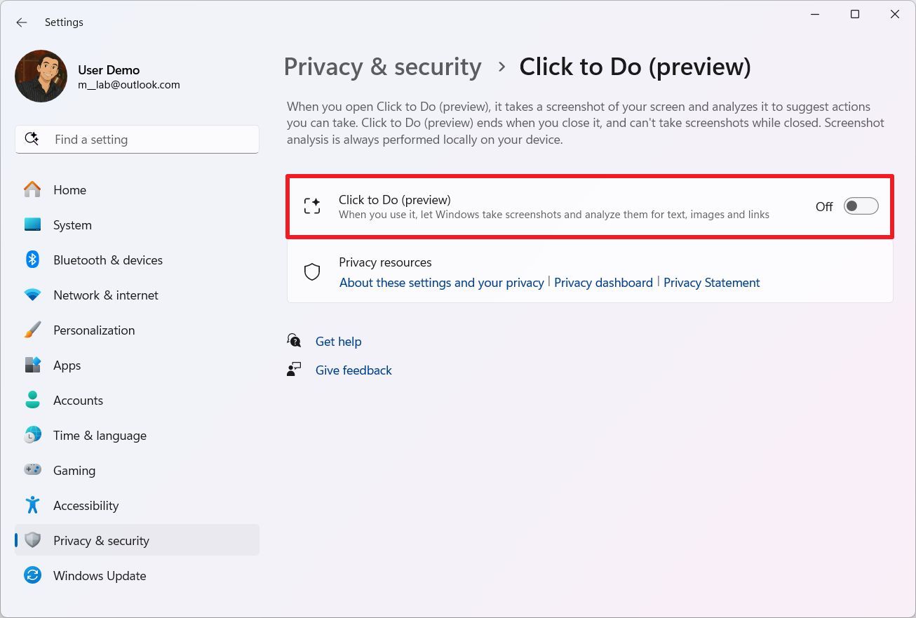 Disable Click to Do