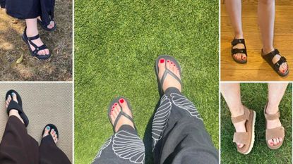 Rivkie Baum, Molly Smith, Caroline Parr and Kerrie Hughes testing the most comfortable sandals for women