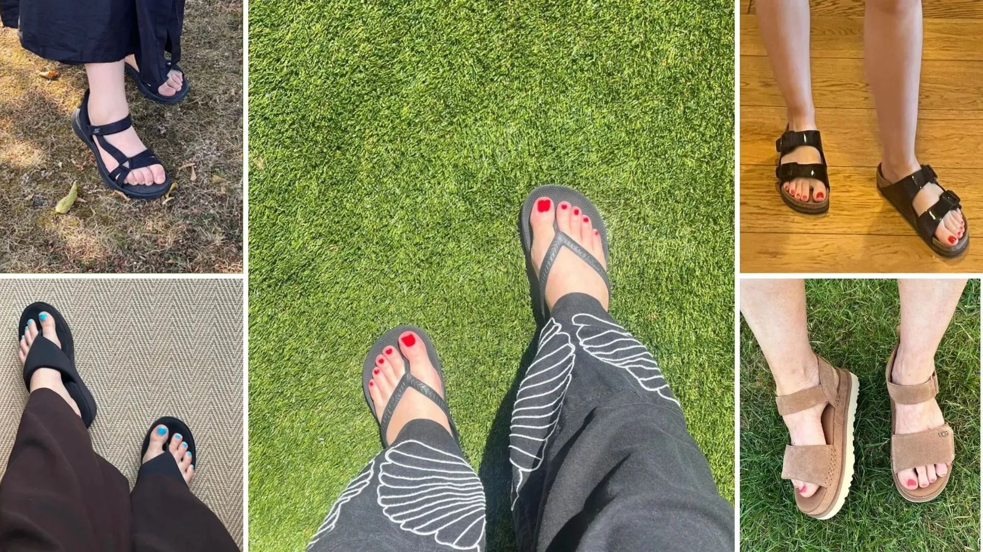 Rivkie Baum, Molly Smith, Caroline Parr and Kerrie Hughes testing the most comfortable sandals for women