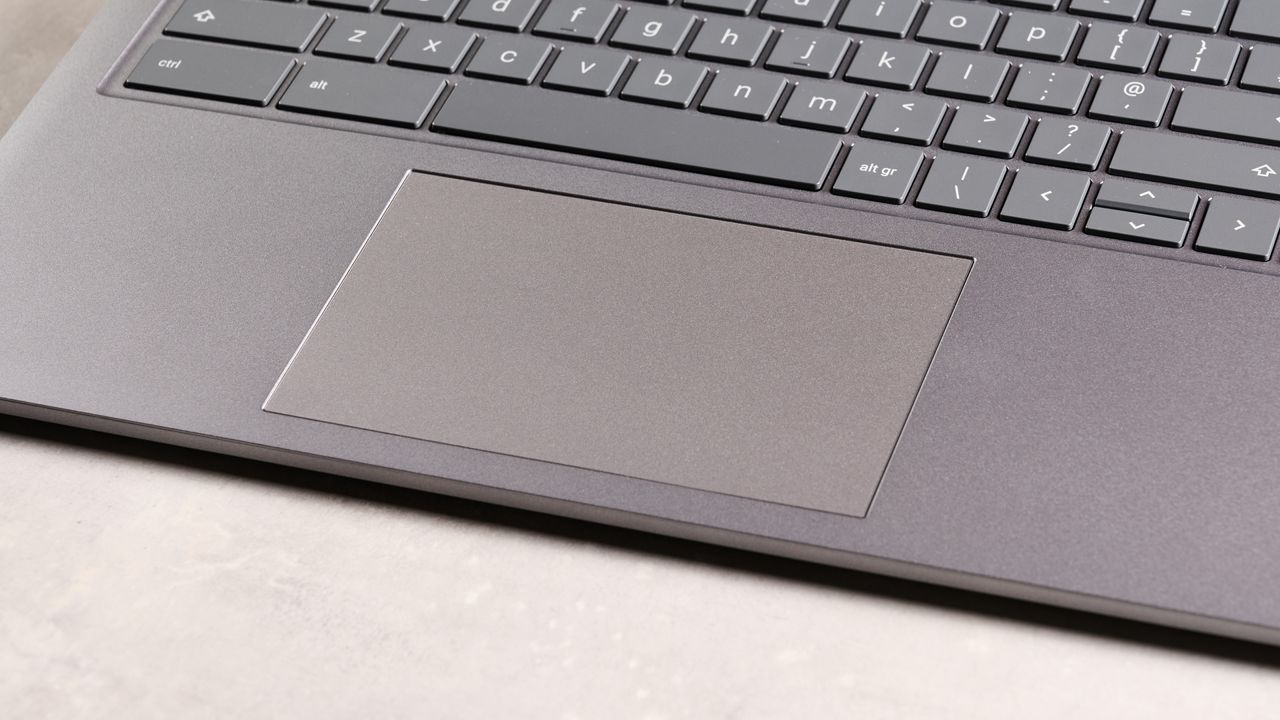 Close-up of touchpad on HP Chromebook Plus 15.6-inch