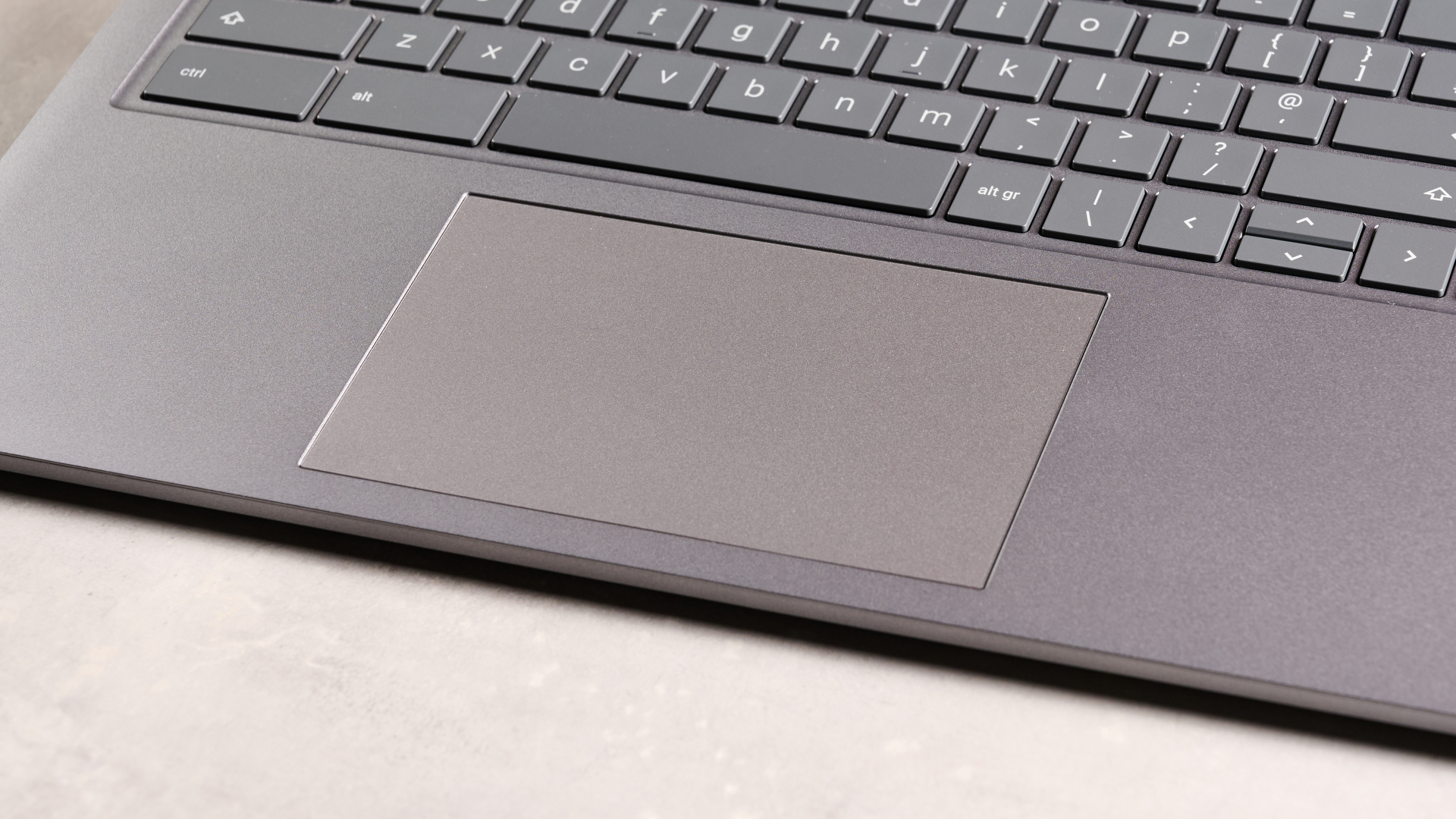 Close-up of touchpad on HP Chromebook Plus 15.6-inch