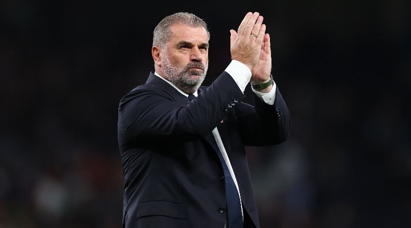 Ange Postecoglou applauds the fans after Tottenham&#039;s 2-1 win over Liverpool in September 2023.