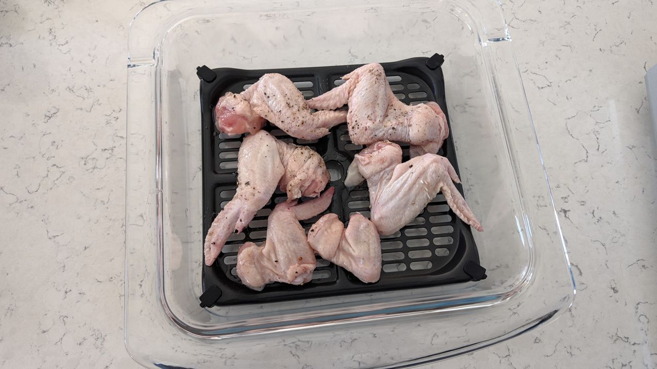 Chicken wings before being cooked using Ninja Crispi Microwave