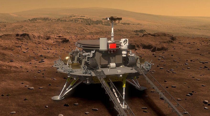 Render of China&#039;s Mars 2020 rover ahead of deployment.