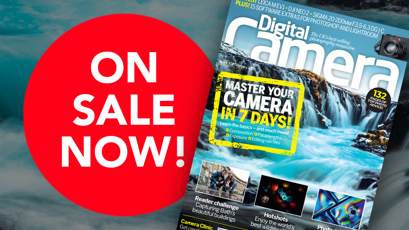Front cover of issue 303 (February 2026) of Digital Camera magazine and a red blob that reads 'On sale now!'