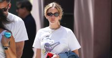Jennifer Lawrence wearing a white T-shirt in NYC