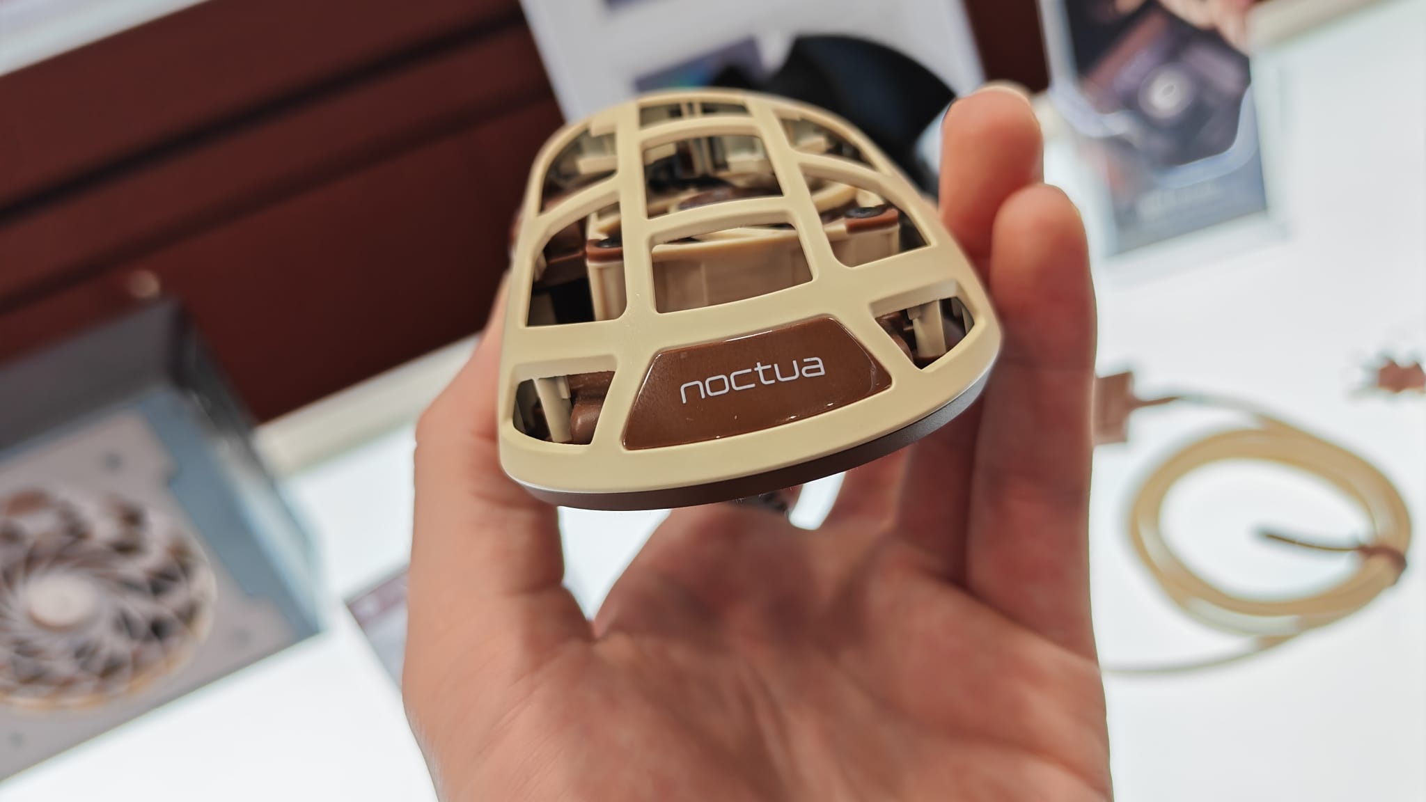 The Noctua branding on the Pulsar Feinmann F01 Noctua Edition