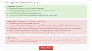 iPage cancelation process page