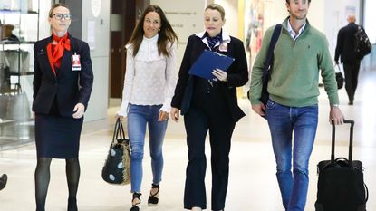 Pippa Middleton in jeans and a blouse at the airport
