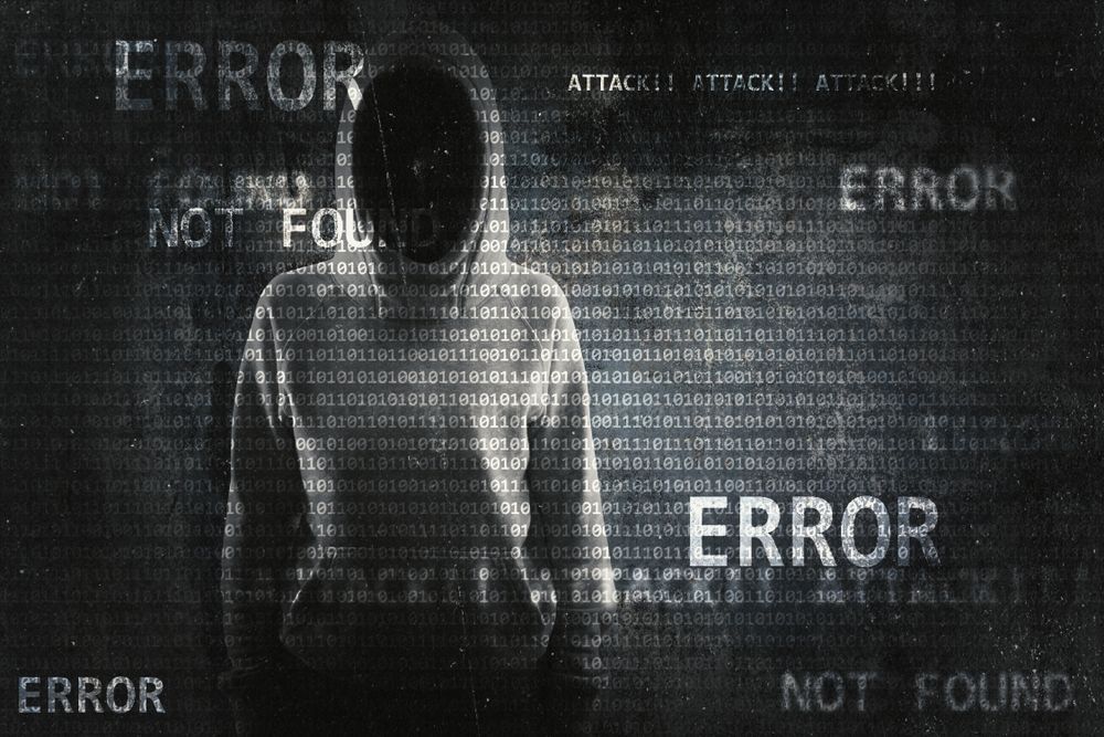 Abstract error. Noise code - 4am год. Hacker Attack. Black background Hacker.