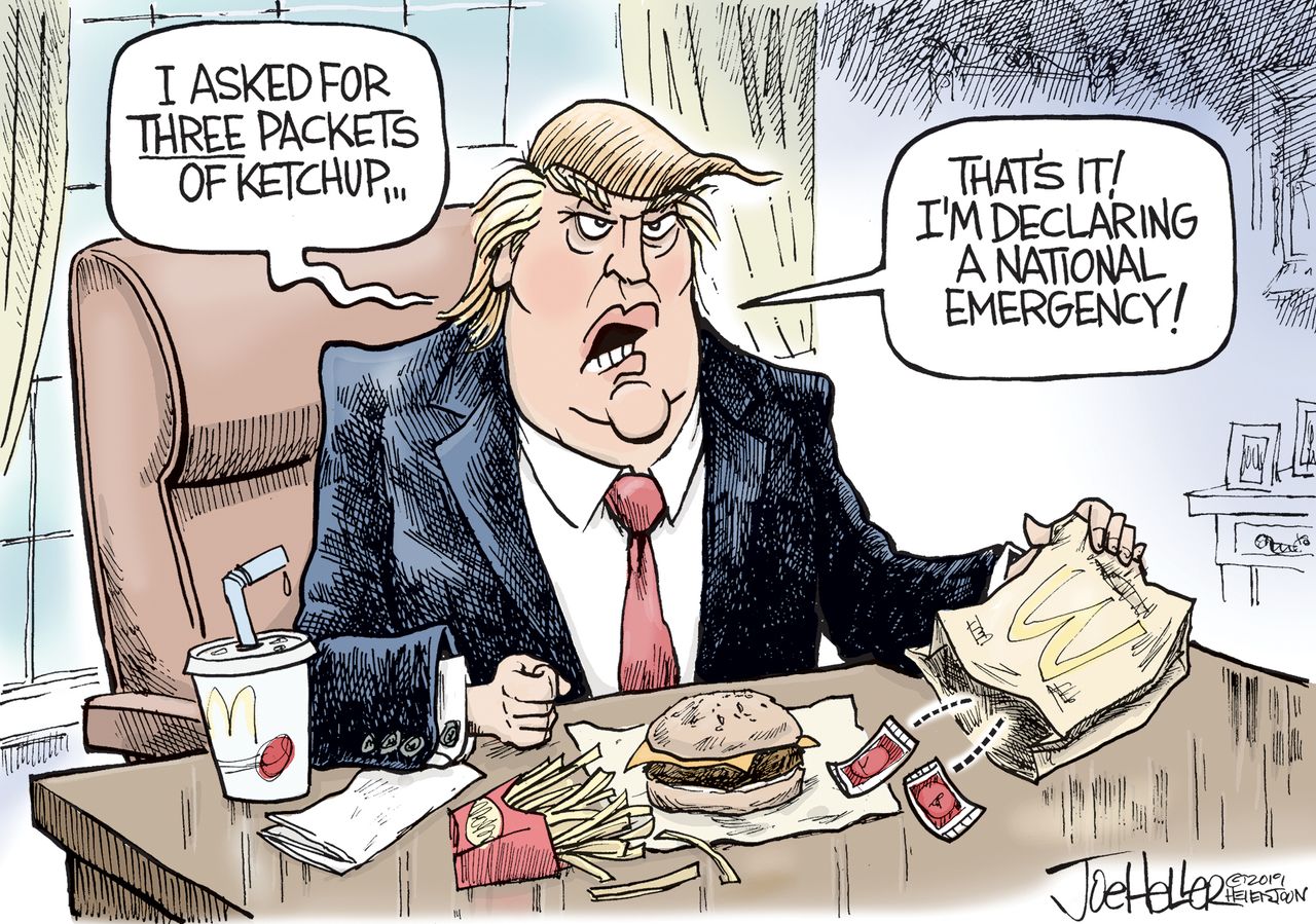 Political Cartoon U.S. Trump ketchup national emergency