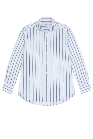 The Boyfriend: Fine Poplin, Midnight Blue Stripe