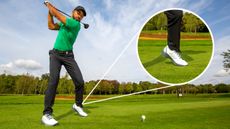 Golf Monthly Top 50 Coach Trey Niven Hitting A Driver With His Left Heel Raised Off The Ground