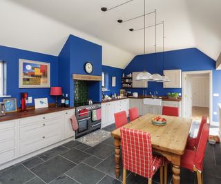 blue kitchen diner