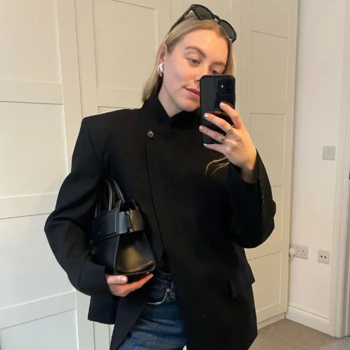 Editor Florrie Alexander wears a black trend-led Zara Blazer