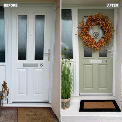 green front door makeover