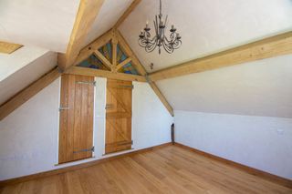 attic bedroom with lime plaster