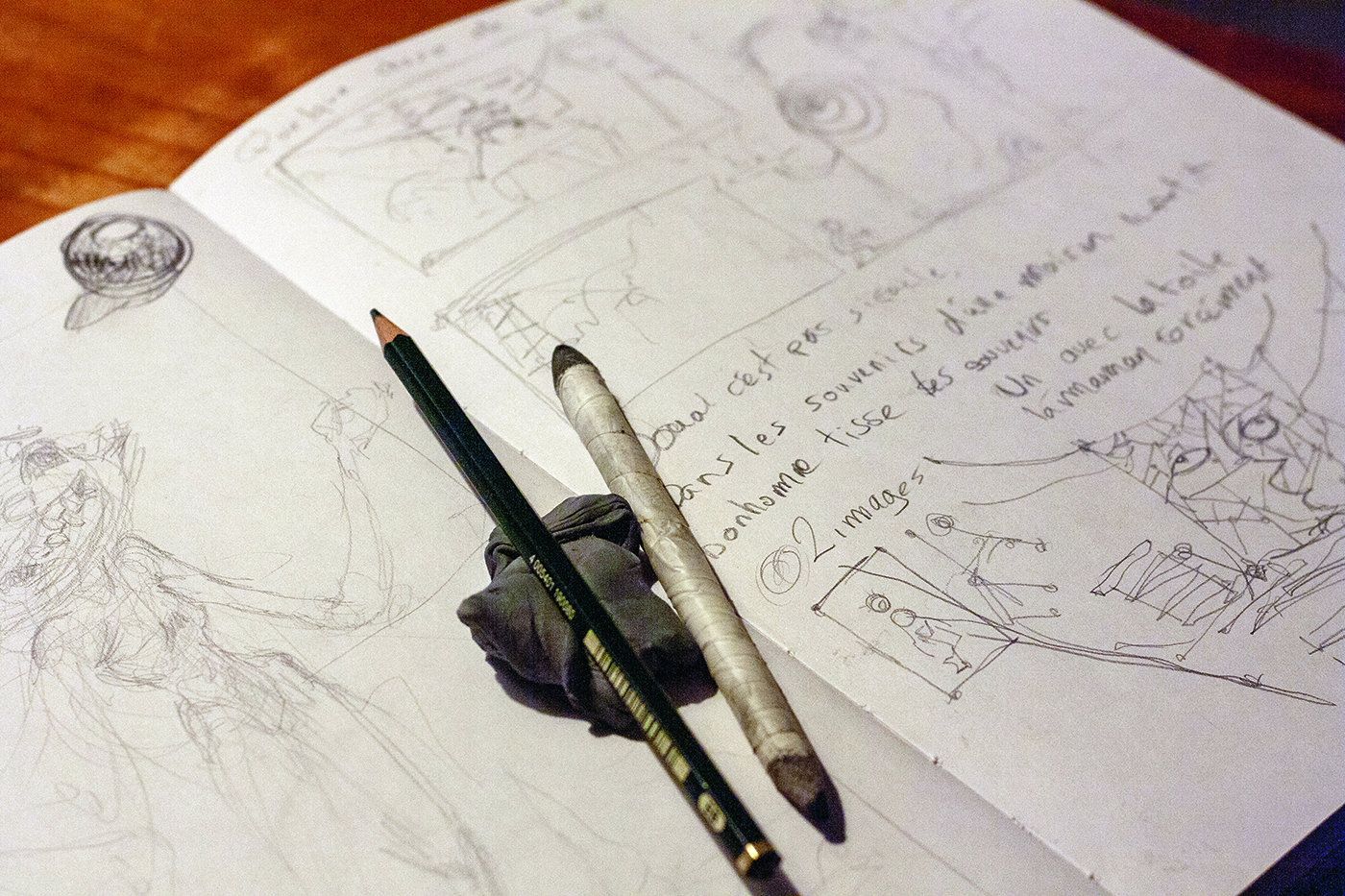 A photo of pencils on a sketchbook