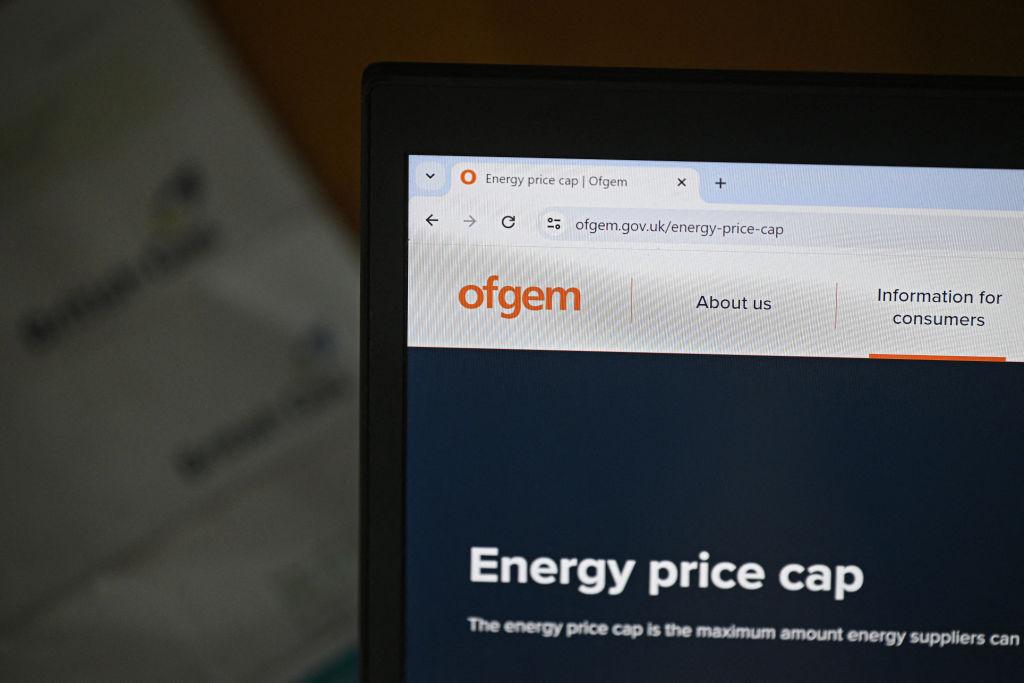 Laptop screen showing the Ofgem website with 'Energy price cap' on the screen'