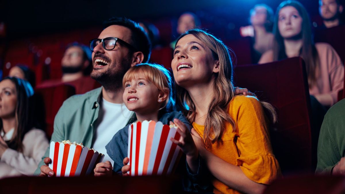 family at movie theater