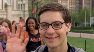 Tobey Maguire smiling in Spider-Man