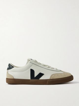 Volley Suede-Trimmed Leather Sneakers