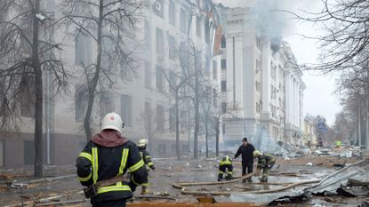 The aftermath of Russian shelling on Karazin Kharkiv National University in Kharkiv