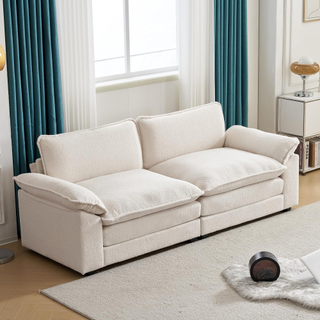 modular teddy white couch