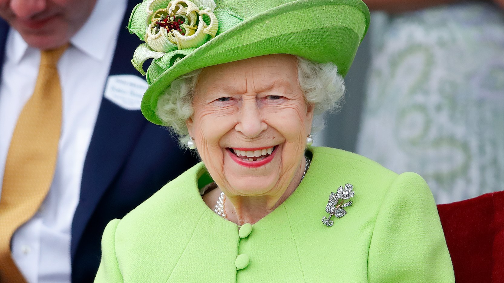 Queen Elizabeth II attends the Out-Sourcing Inc. Royal Windsor Cup polo match and a carriage driving display by the British Driving Society at Guards Polo Club, Smith&#039;s Lawn on July 11, 2021
