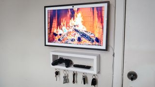 Watching a fireplace video on the Echo Show 21