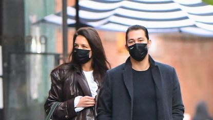 new york, new york october 19 katie holmes holds hands with emilio vitolo jr after a citibike ride on october 19, 2020 in new york city photo by gothamgc images