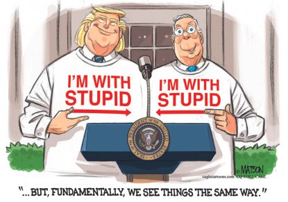 Political cartoon U.S. Trump McConnelly GOP distrust