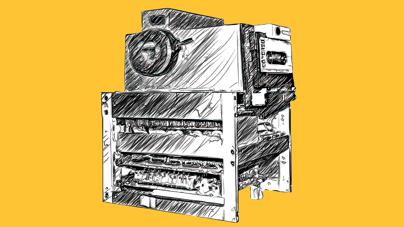 Line drawing of Kodak prototype of first-ever digital camera