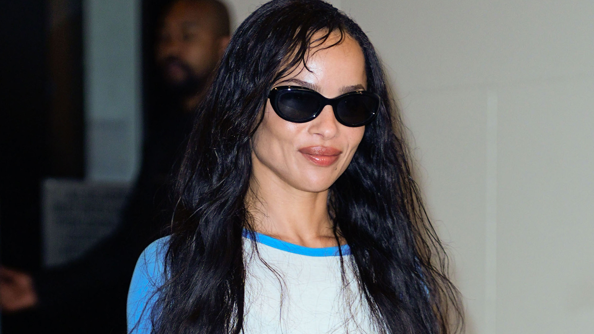 Zoe Kravitz red scarf street style