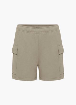 Aritzia, bequeme Fleece-Mega-Cargo-Sportshorts bis zur Mitte des Oberschenkels in modernem Taupe