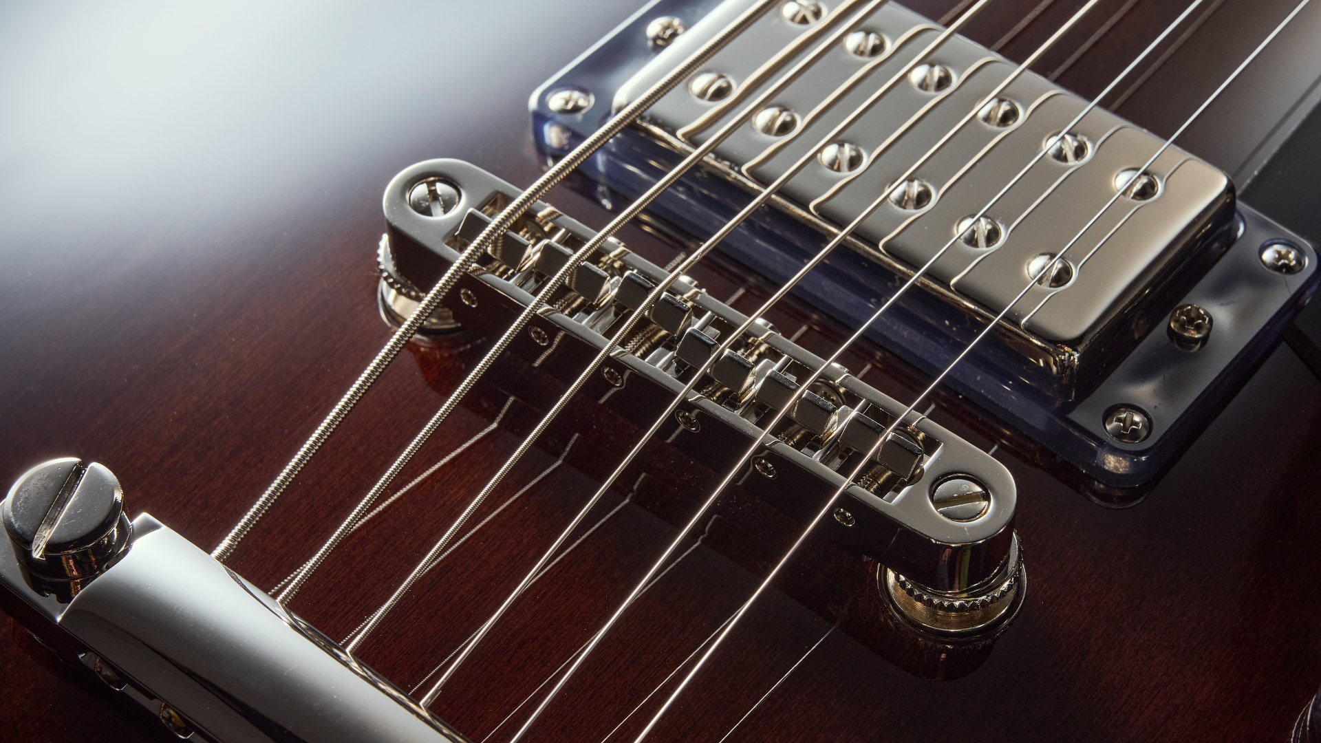 The bridge of the Gretsch Electromatic Jet Baritone guitar