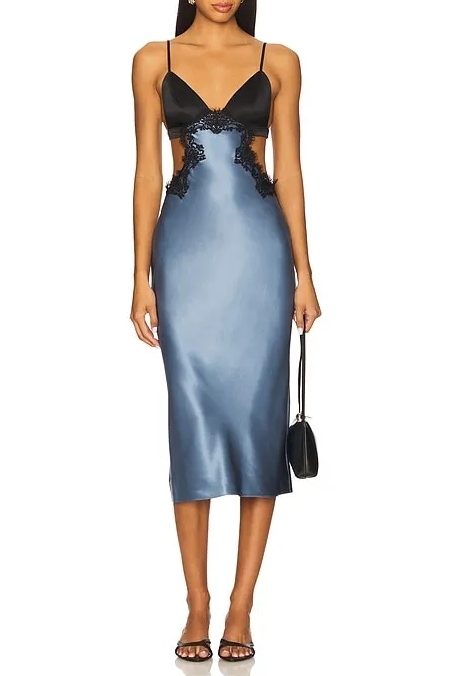 Fleur du Mal, Silk and Lace Cutout Slip Dress
