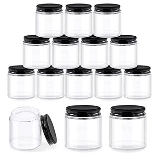 Glarks 12 Pack 4oz Glass Jars With Lids, Round Clear Glass Jars With Inner Liner and Black Lids for Storing Creams, Beauty Products, Cosmetic and Ointments