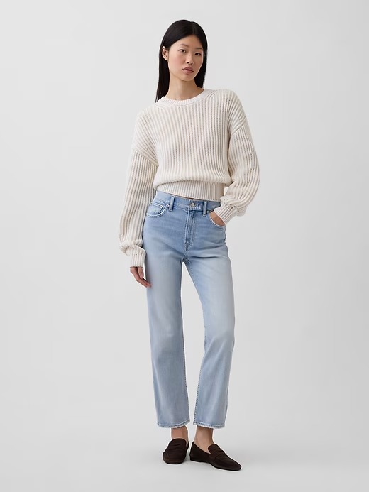High Rise &amp;rsquo;90s Slim Straight Crop Jeans