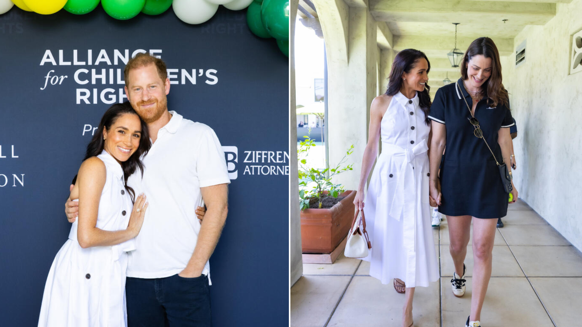Meghan Markle attends charity tennis tournament wearing a Carolina Herrera shirt dress