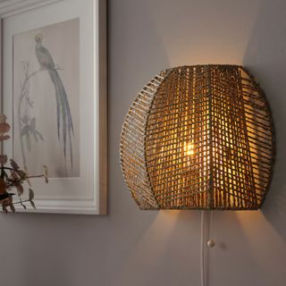 MÅNALG Wall lamp, sedge/handmade