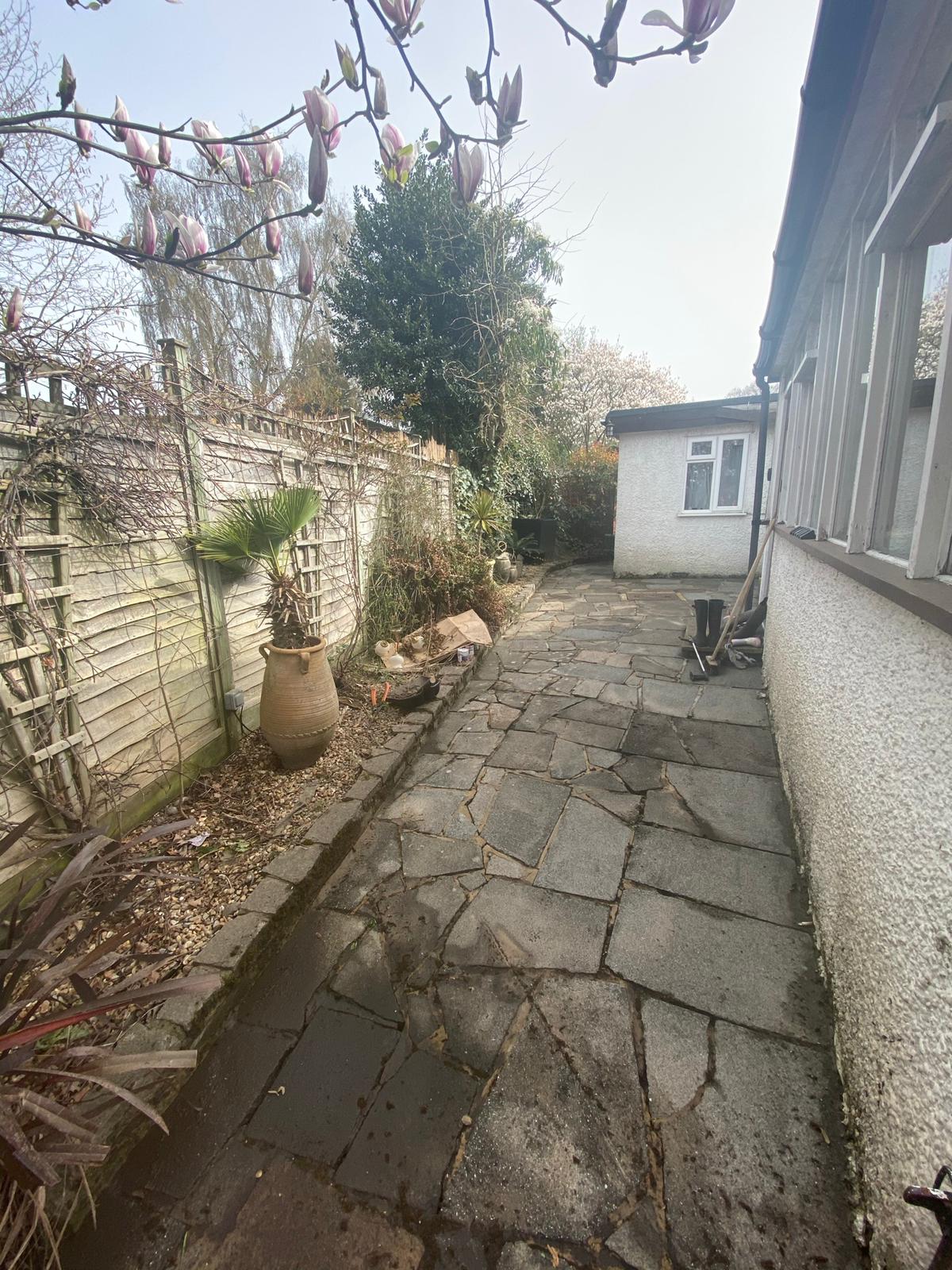 Becky Lane turned a crazy paved patio into a stylish sun trap for £100