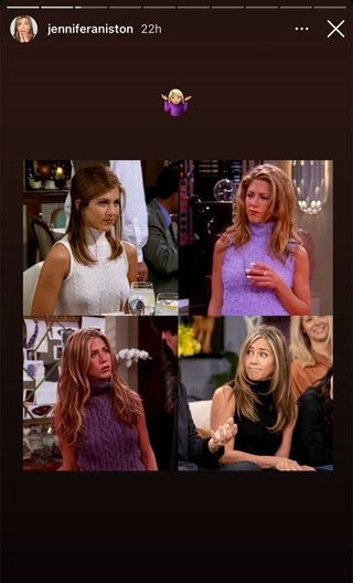 jennifer aniston pokes fun that she wore one of rachel's most confusing outfits to the friends reunion jennifer anistonimstagram
