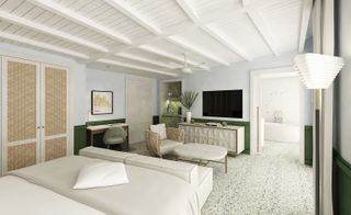 Bedroom with oceanfront cabins