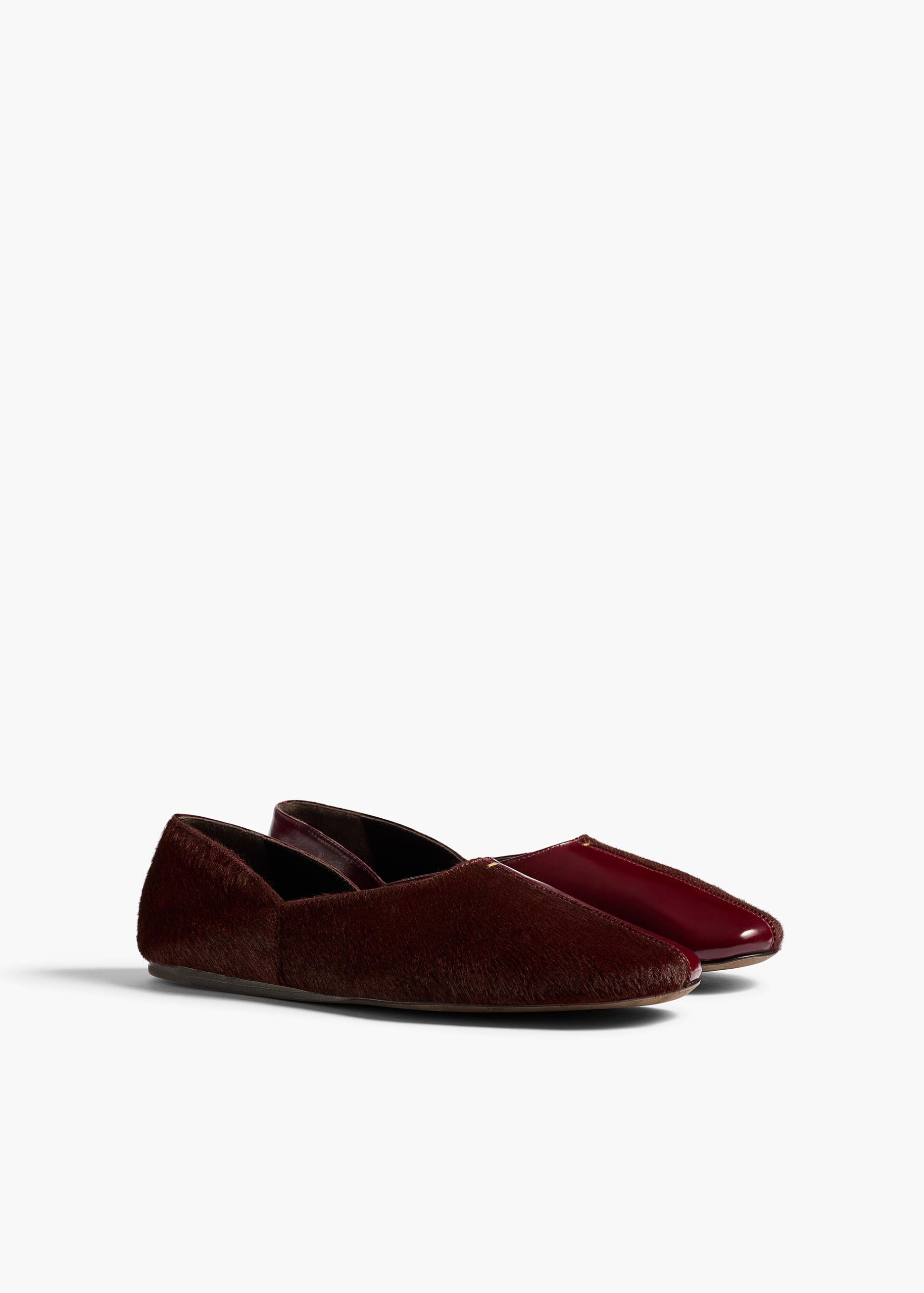 Jane Flat in Rouge Noir Haircalf and Glazed Leather - 35 / Rouge Noir / Upper100%clsole100%cl