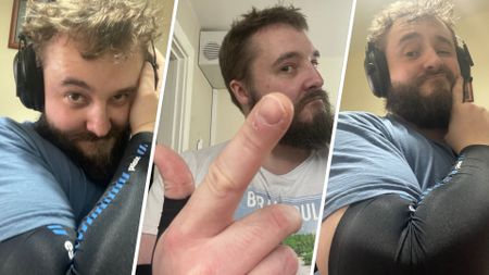 Jacob Fox wearing a gaming sleeve, not once but thrice.