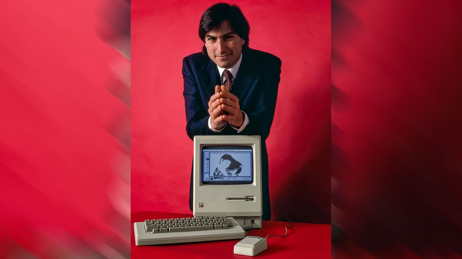 Steve Jobs and Macintosh computer, January 1984