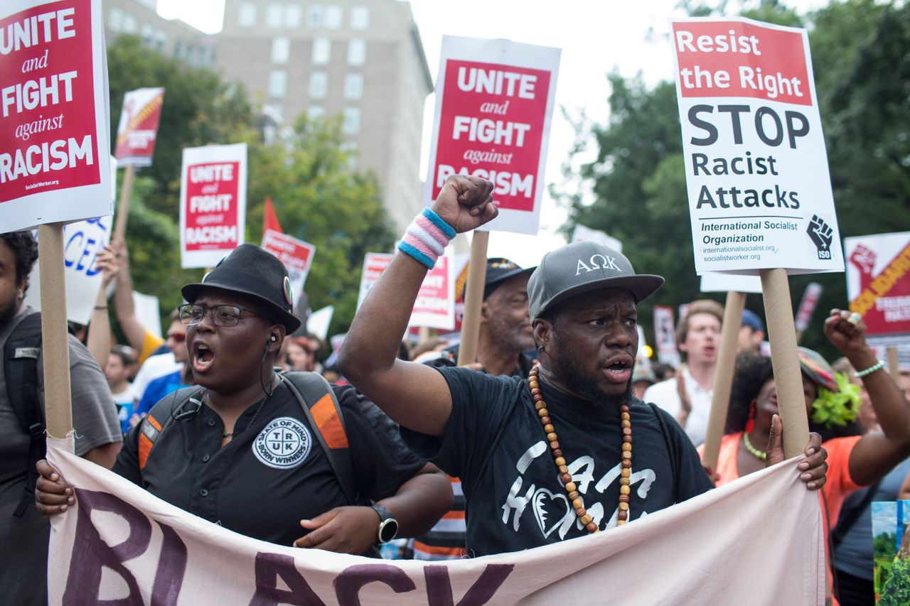 Counterprotesters at a Unite the Right rally in Washington