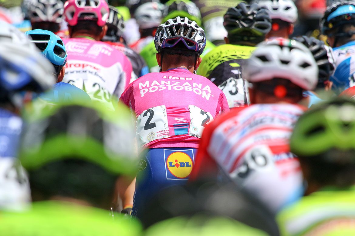 Julian Alaphilippe in the leader's jersey