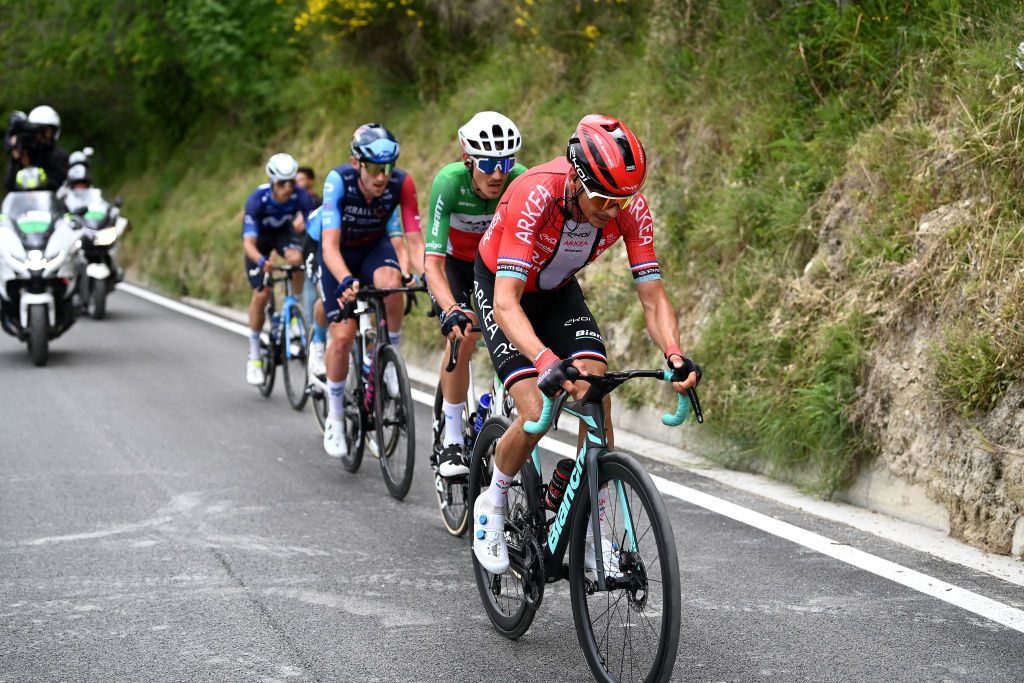 FOSSOMBRONE ITALY MAY 13 Warren Barguil of France and Team Arka Samsic competes in the chase group during the 106th Giro dItalia 2023 Stage 8 a 207km stage from Terni to Fossombrone UCIWT on May 13 2023 in Fossombrone Italy Photo by Tim de WaeleGetty Images